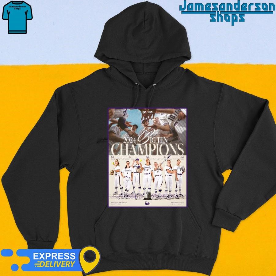 northwestern-wildcats-softball-2024-big-ten-champions-back-to-back-poster-hoodie Northwestern Wildcats Softball 2024 Big Ten Champions Repeat Poster Hoodie