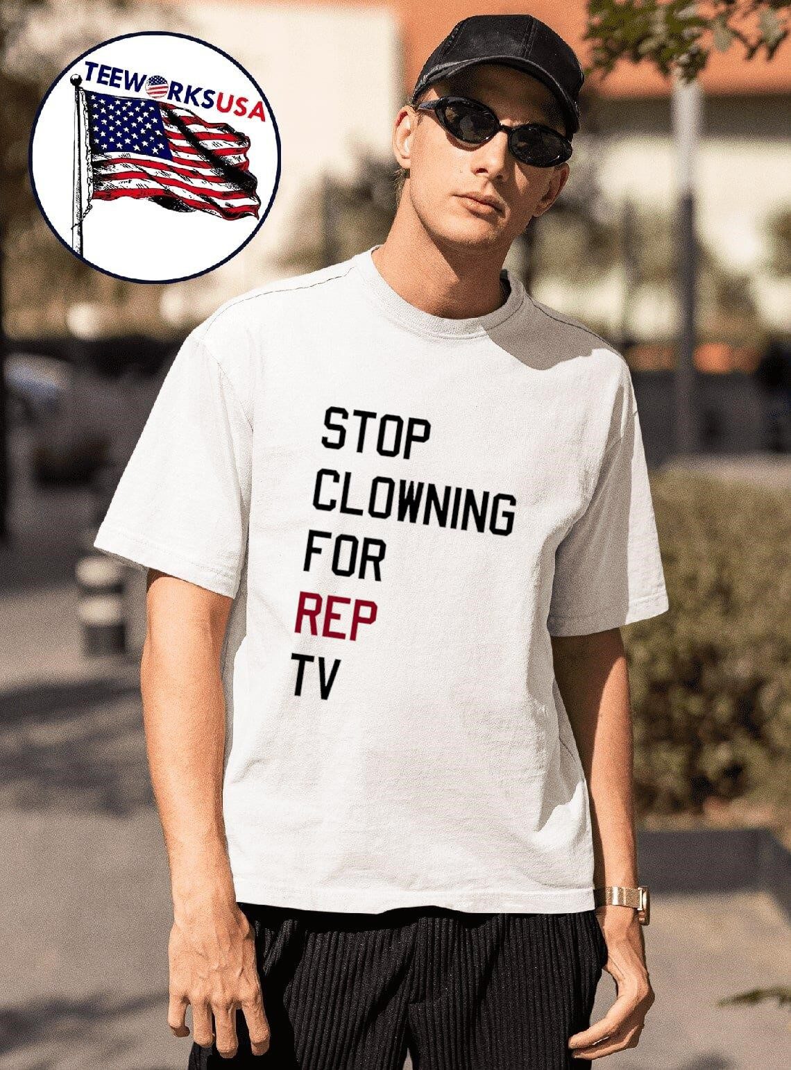 stop-clowning-for-rep-tv-eras-tour-unisex-t-shirt-1 Cease joking for representative TV Eras tour top