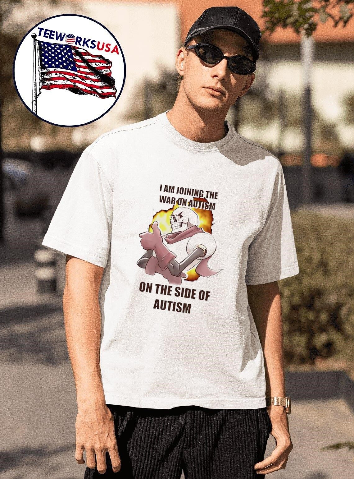 skeleton-i-am-joining-the-war-on-autism-on-the-side-of-autism-unisex-t-shirt-1 Skeleton I'm Aligning with Autism in the Battle - Autism T-shirt