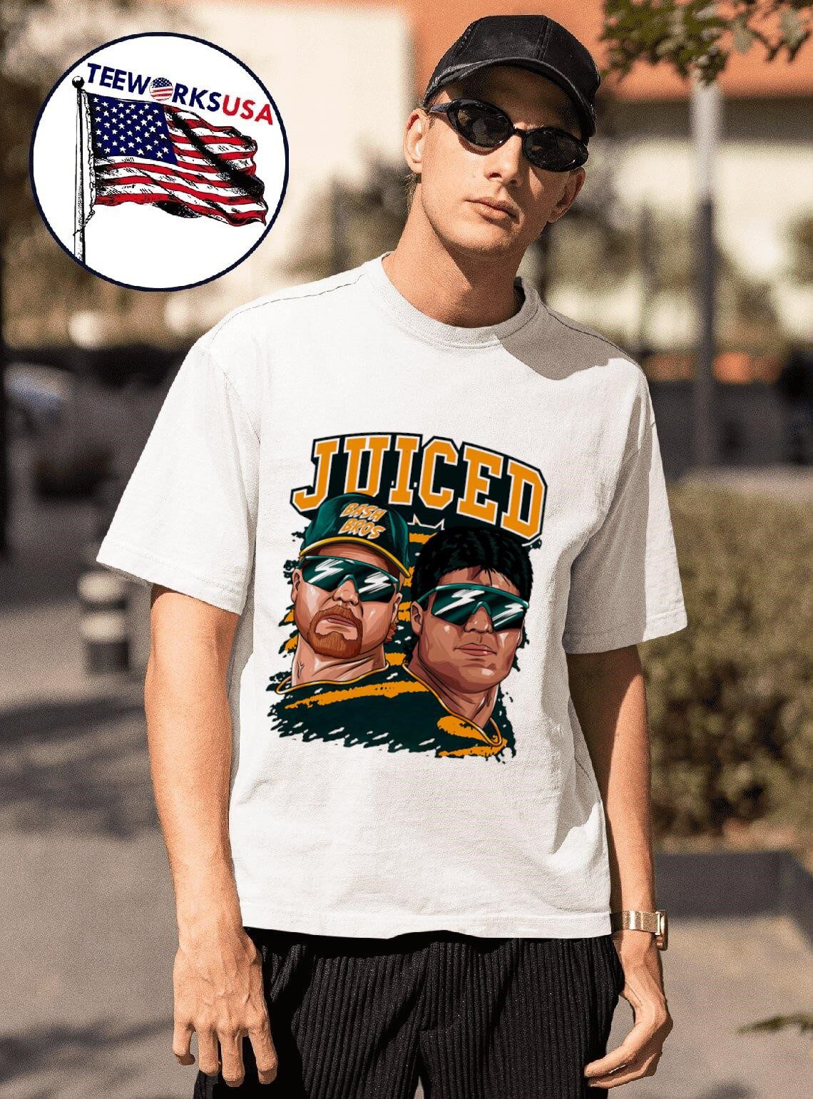 oakland-athletics-jose-canseco-and-mark-mcgwire-juice-bash-brothers-unisex-t-shirt-1 Oakland Athletics Jose Canseco and Mark McGwire Juice Bash Brothers Tee