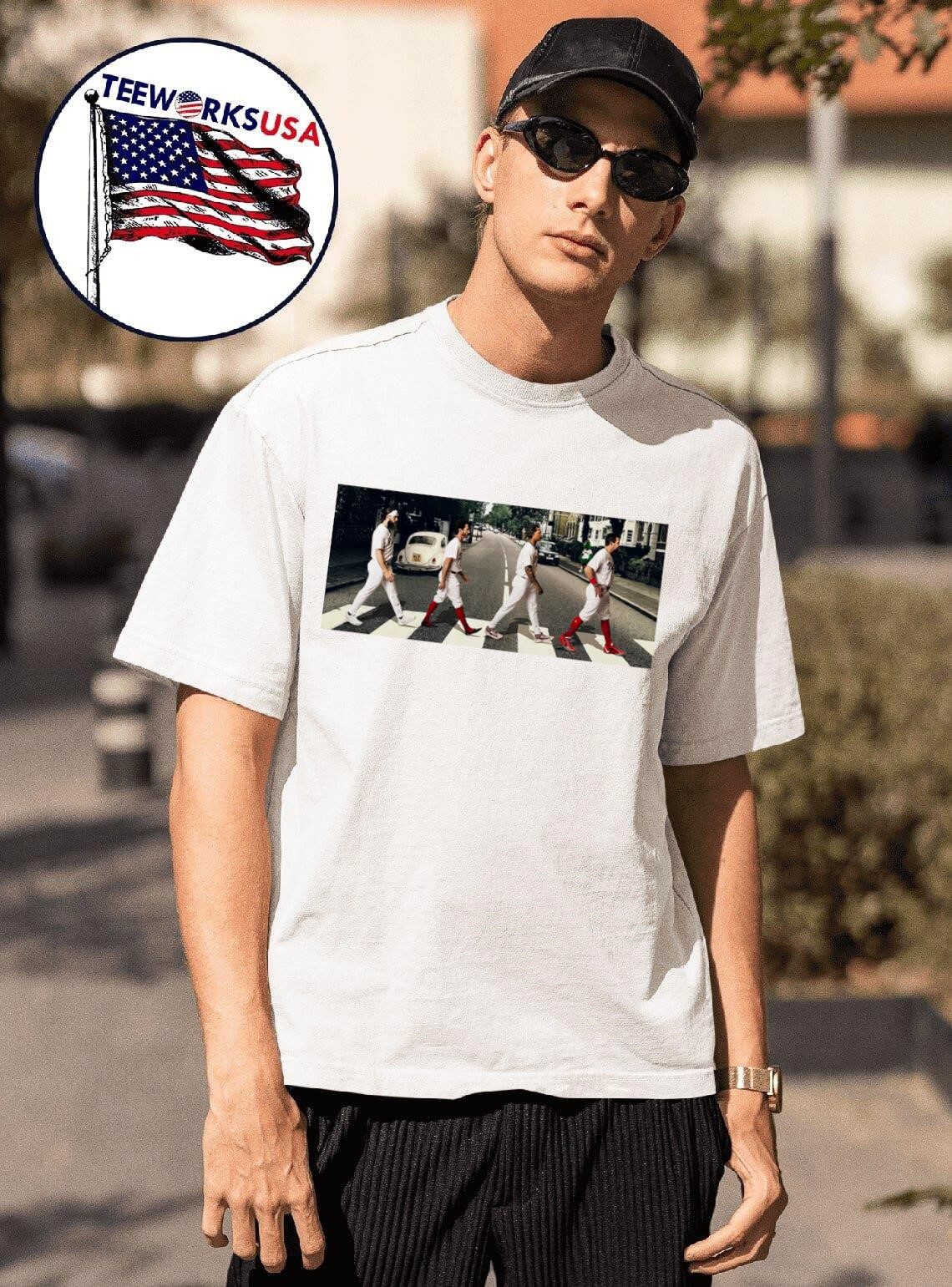 philadelphia-phillies-crossing-abbey-road-to-london-series-mlb-world-tour-unisex-t-shirt-1 Philadelphia Phillies traversing Abbey Road to London Event MLB globe tour tee