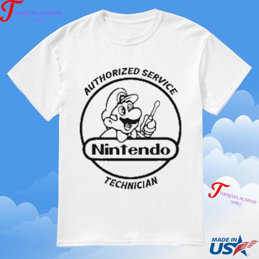 official-authorized-service-nintendo-technician-super-mario-t-shirt Certified Licensed Repair Nintendo Expert Super Mario T-Shirt