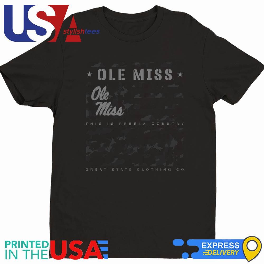 ole-miss-rebels-camo-flag-panel-great-state-clothing-co-shirt-1 Ole Miss Rebels Camouflage Banner Panel Great State Apparel Co Shirt