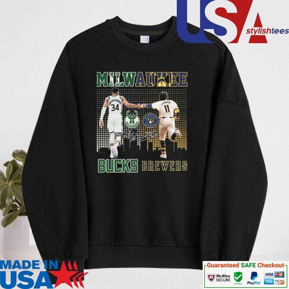 official-milwaukee-bucks-x-milwaukee-brewers-skyline-signatures-sweater Official Milwaukee Bucks x Milwaukee Brewers Skyline Signatures sweater