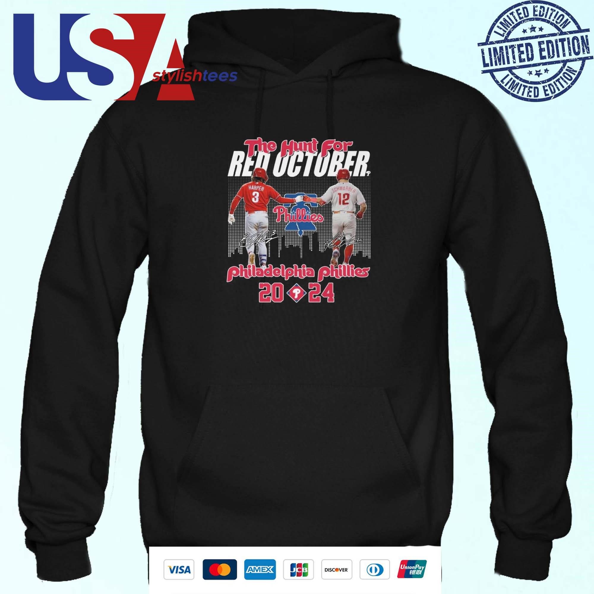 philadelphia-phillies-the-hunt-for-red-october-2024-baseball-league-signatures-hoodie Philadelphia Phillies The Quest For Red October 2024 Baseball League Autograph Hoodie