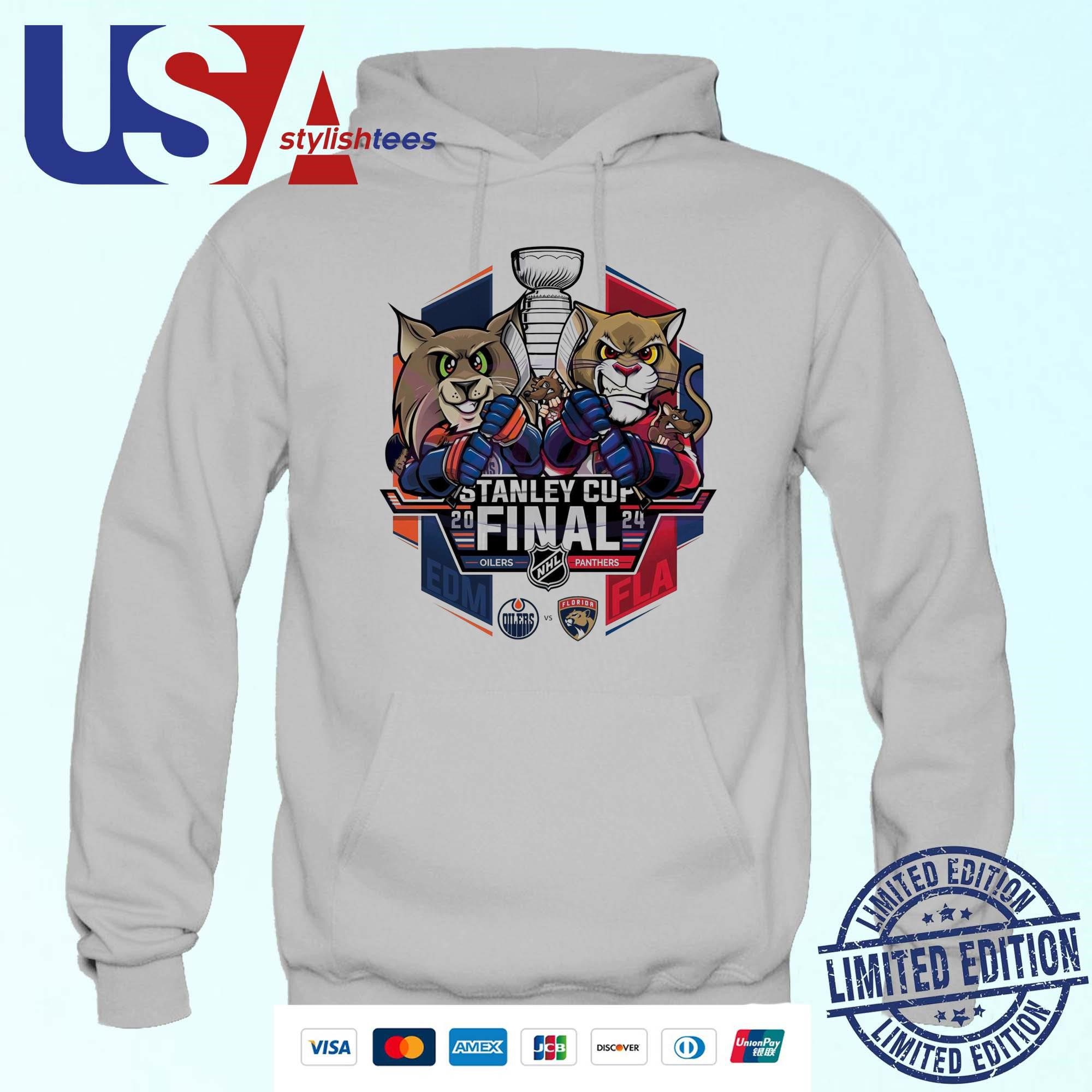 official-stanley-cup-final-oilers-vs-panthers-2024-hockey-mascot-hoodie Official Stanley Cup Final Oilers vs Panthers 2024 Hockey Mascot Hoodie