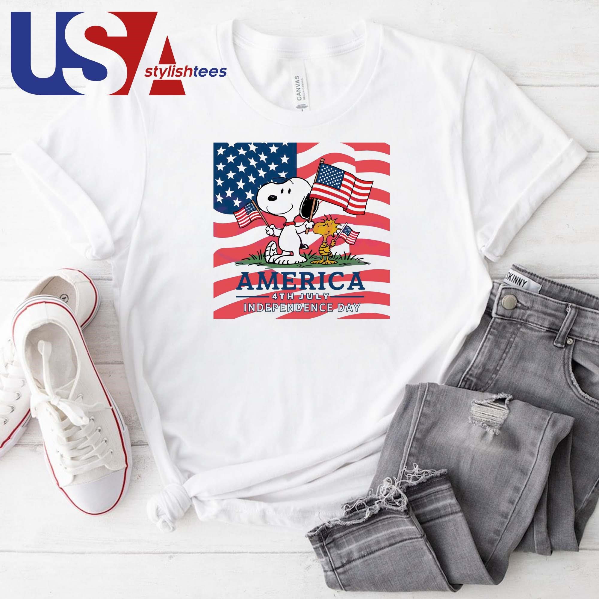 snoopy-and-woodstock-usa-independence-day-2024-american-flag-t-shirt-1 Snoopy And Woodstock USA Independence Day 2024 American Flag T-Shirt