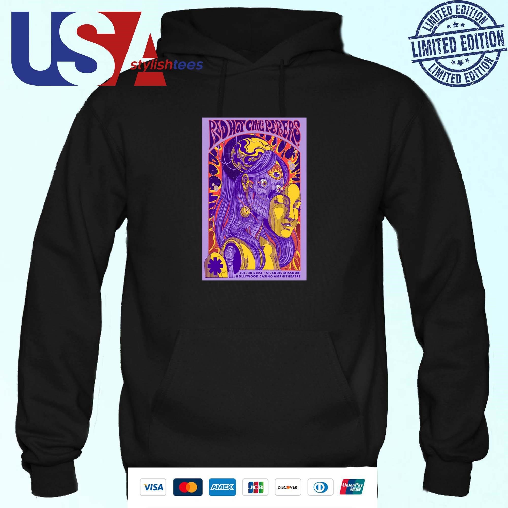 red-hot-chili-peppers-hollywood-casino-amphitheatre-st-louis-mo-july-30-2024-hoodie Red Hot Chili Peppers Hollywood Casino Amphitheatre, St. Louis, MO July 30, 2024 Hoodie
