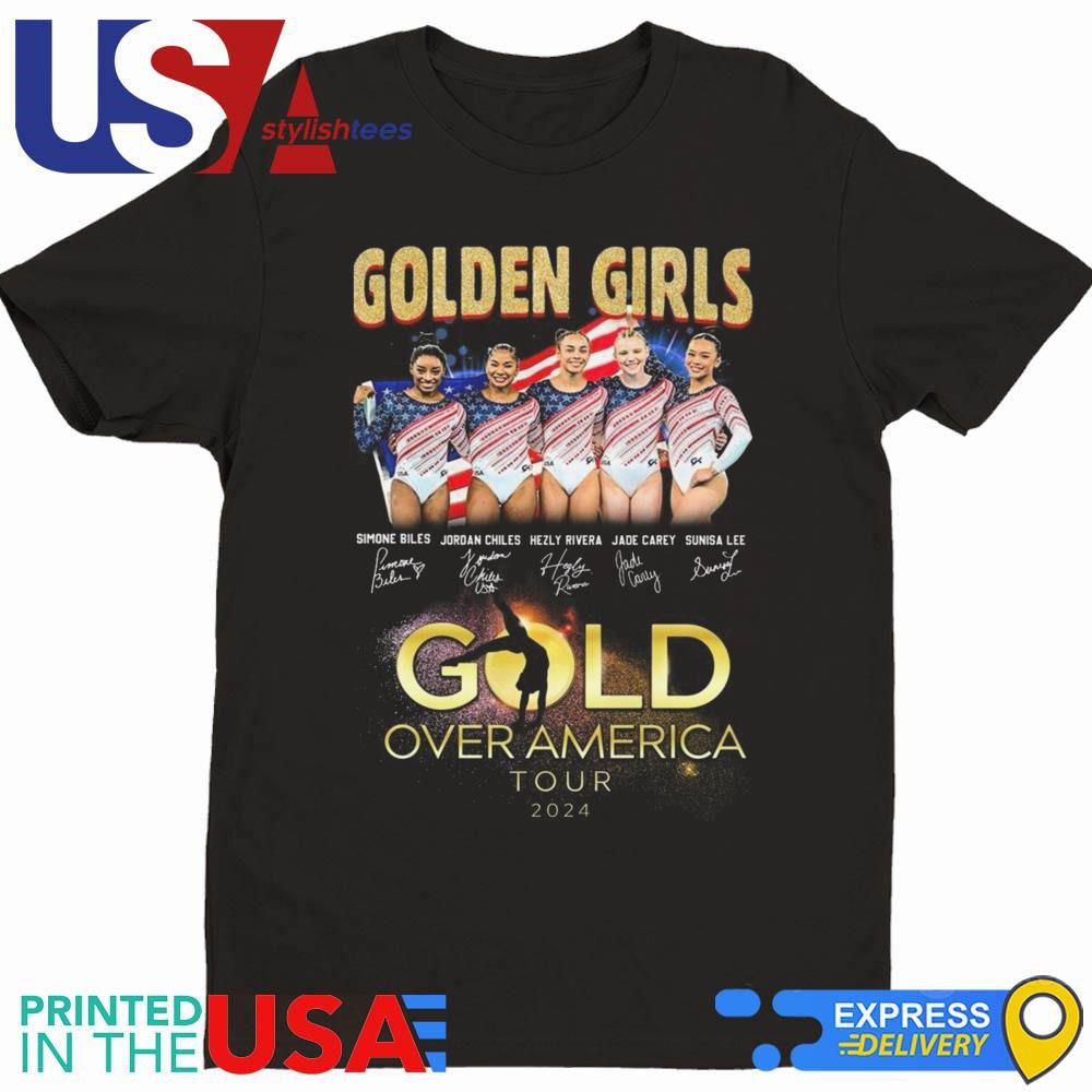united-states-olympic-team-golden-girls-gold-over-america-tour-2024-shirt-1 USA Olympic Squad Golden Girls Gold Across America Tour 2024 Shirt