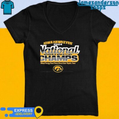 Iowa Hawkeyes 2024 Women's Wrestling National Champs Alliant Energy,Iowa shirt V-Neck