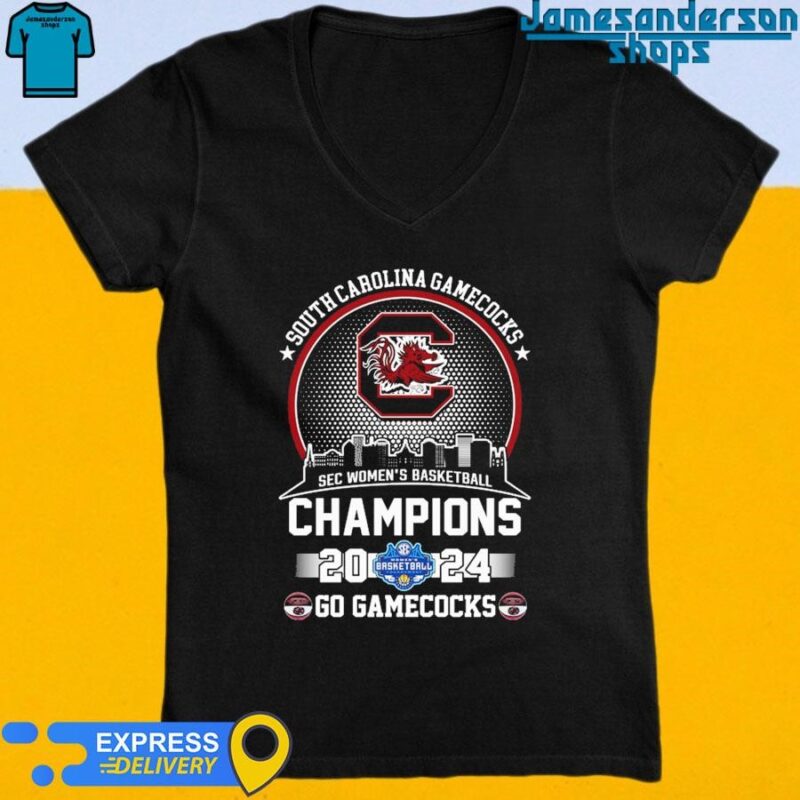 South Carolina Gamecocks Sec Women’s Basketball Champions 2024 Go Gamecocks shirt V-Neck