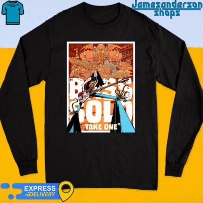 Official Metallica Bass Solo Take One Metalmongrol Cliff Burton Poster Exclusively At The M72 Pop Up Shop 2024 M72 World Tour Long Sleeve