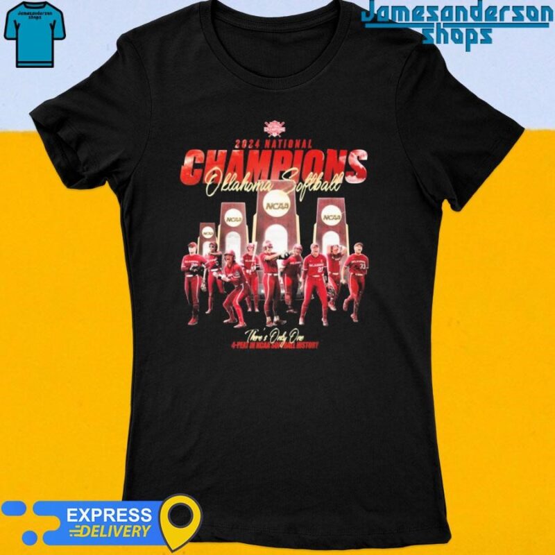 Official Oklahoma Sooners 2024 National Champions There's Only One 4 Peat In NCAA Softball History Women's t-shirt