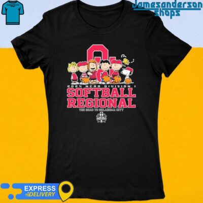 Official Oklahoma Sooners Peanuts Characters 2024 NCAA Division I Softball Regional Women's t-shirt