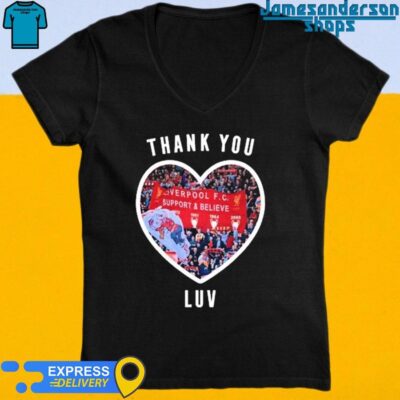 Official Liverpool F.C Support and Believe Thank You LUV V-Neck
