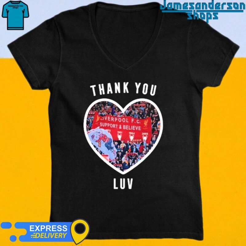 Official Liverpool F.C Support and Believe Thank You LUV V-Neck
