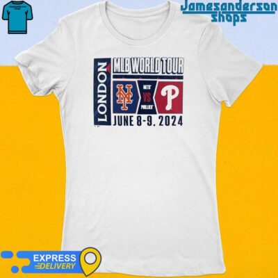 Official New York Mets vs Philadelphia Phillies MLB World Tour London June 8-9, 2024 Women's t-shirt