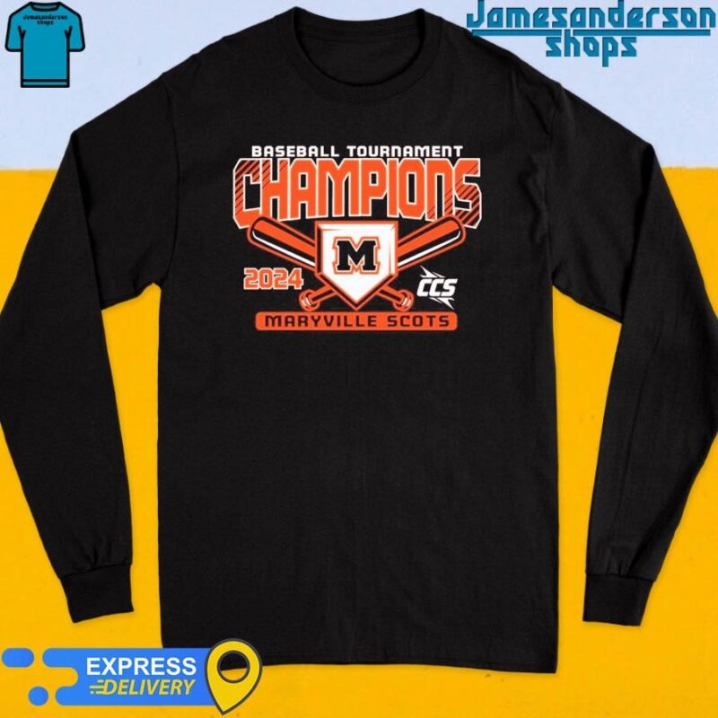 Official Maryville College Baseball 2024 CCS Tournament Champions Long Sleeve