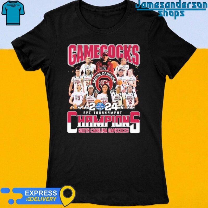 Official Gamecocks 2024 SEC Tournament Champions South Carolina Gamecocks Signatures shirt Women's t-shirt