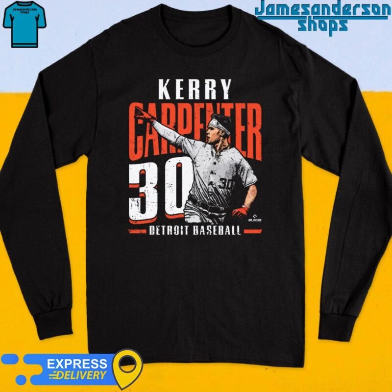 Official Kerry Carpenter 30 Detroit Tigers Player Name Long Sleeve