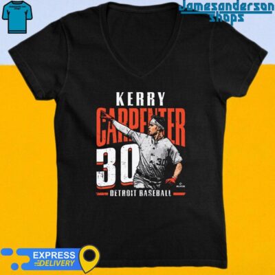 Official Kerry Carpenter 30 Detroit Tigers Player Name V-Neck
