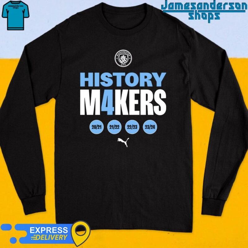 Official Manchester City History M4kers Premier League Victory Tee 2023-24 Long Sleeve