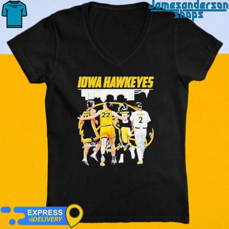 Iowa Hawkeyes Team Sports Skyline Signatures Shirt V-Neck