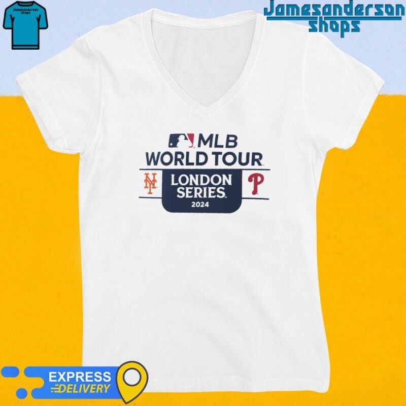 Official New York Mets vs Philadelphia Phillies 2024 MLB World Tour London Series Match Up V-Neck