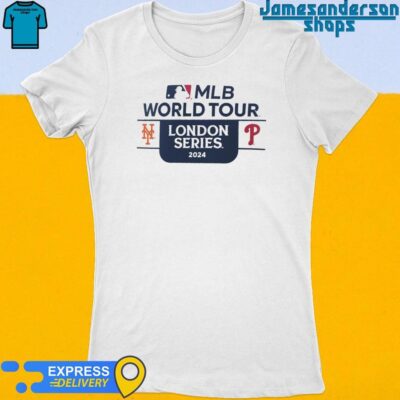 Official New York Mets vs Philadelphia Phillies 2024 MLB World Tour London Series Match Up Women's t-shirt