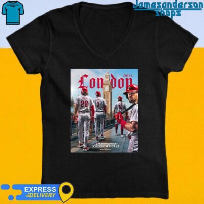 Official Philadelphia Phillies Are Coming MLB World Tour London Series On June 8-9 2024 V-Neck
