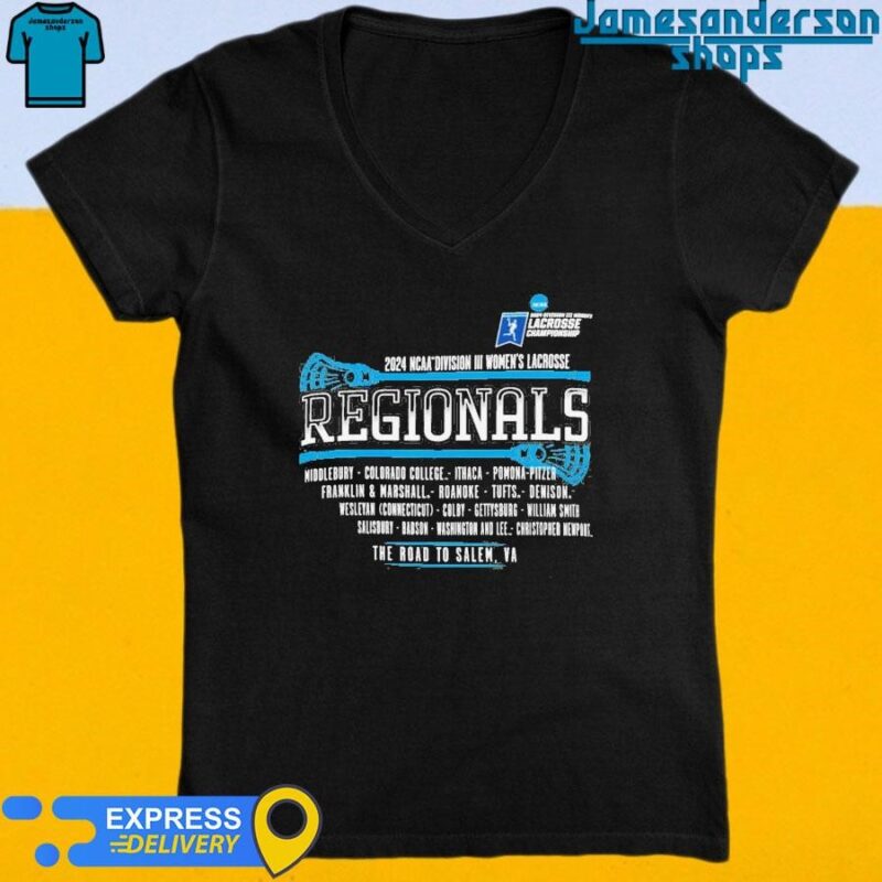2024 NCAA Division III Women's Lacrosse Regionals The Road To Salem, VA V-Neck