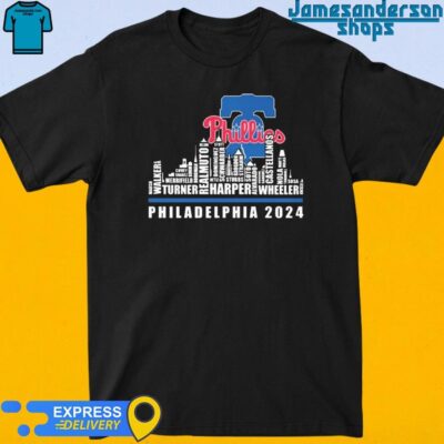 Official Philadelphia Phillies Players Name Skyline Philadelphia 2024 shirt