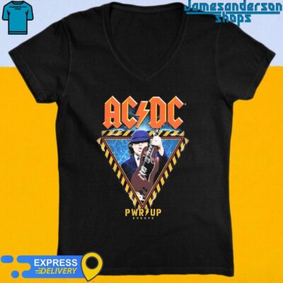 Official PWE Up Europe 2024 Tour AC DC Angus Young Triangle V-Neck