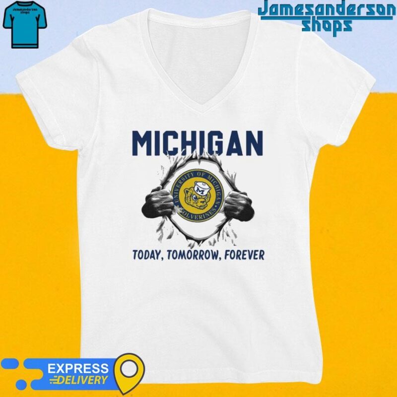 Official Michigan Wolverines Today Tomorrow Forever super dad V-Neck