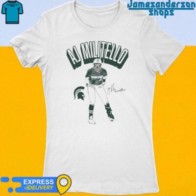 Official Aj Militello Michigan State Spartans signature Women's t-shirt
