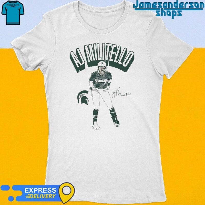 Official Aj Militello Michigan State Spartans signature Women's t-shirt