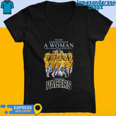 Indiana Pacers Never Underestimate A Woman Who Understands Basketball Signatures V-Neck