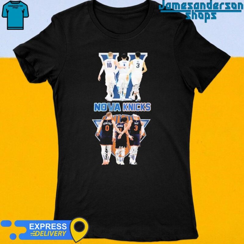 Official Villanova Wildcats New York Knicks The Legends Basketball Team signatures Women's t-shirt