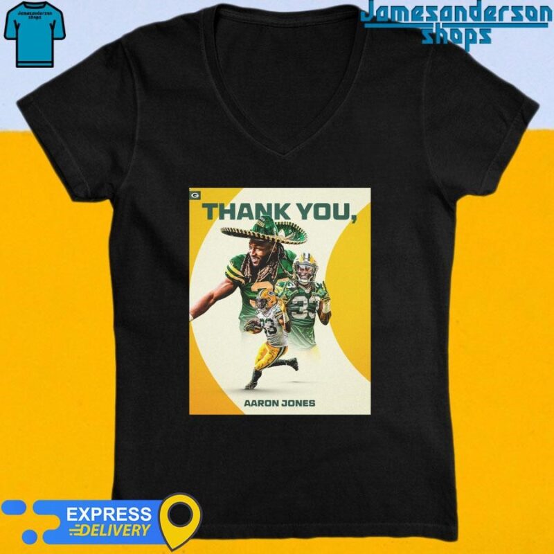 Official Thank You Aaron Jones 33 Has Contributed Green Bay Packers shirt V-Neck