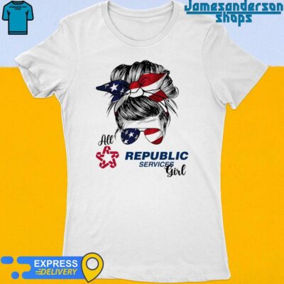 Official Messy Bun Girl All Republic Services America 2024 Women's t-shirt