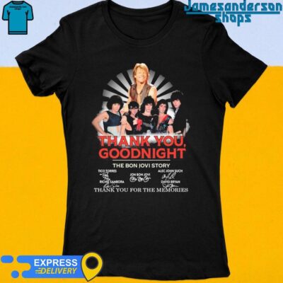 Official Thank You, Goodnight The Bon Jovi Story Thank You For The Memories signatures Women's t-shirt