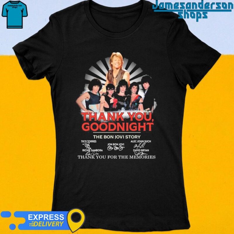 Official Thank You, Goodnight The Bon Jovi Story Thank You For The Memories signatures Women's t-shirt