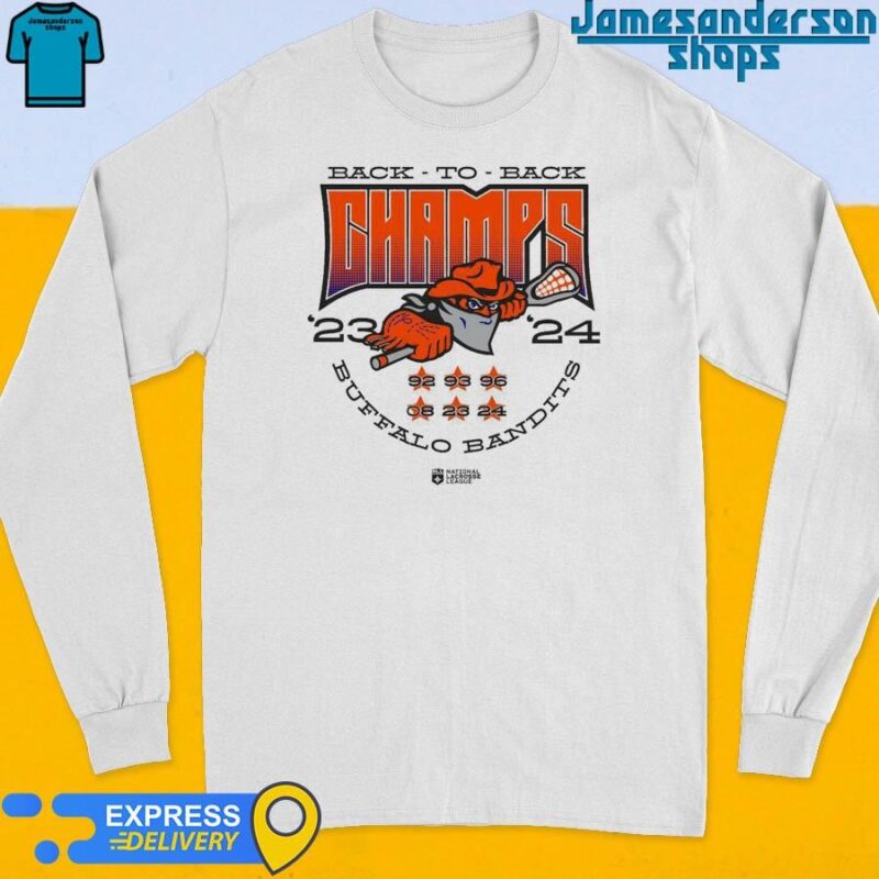 Official Buffalo Bandits Back-To-Back 2023-2024 NLL Cup Champions Long Sleeve