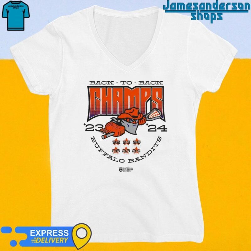 Official Buffalo Bandits Back-To-Back 2023-2024 NLL Cup Champions V-Neck