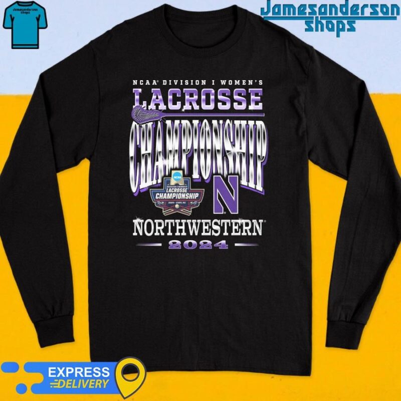 Official Northwestern Wildcats 2024 NCAA Division I Women's Lacrosse Championship Long Sleeve