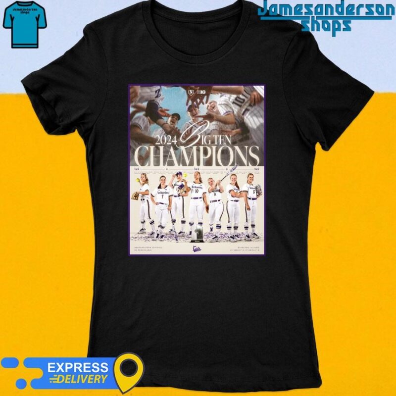 Northwestern Wildcats Softball 2024 Big Ten Champions Back to Back Poster Women's t-shirt