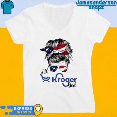 Official Messy Bun Girl All Kroger America 2024 V-Neck