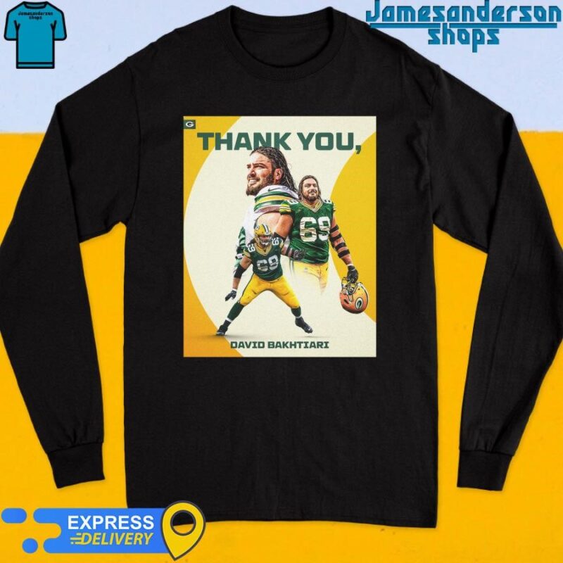 Official Thank You David Bakhtiari 69 Green Bay Packers shirt Long Sleeve