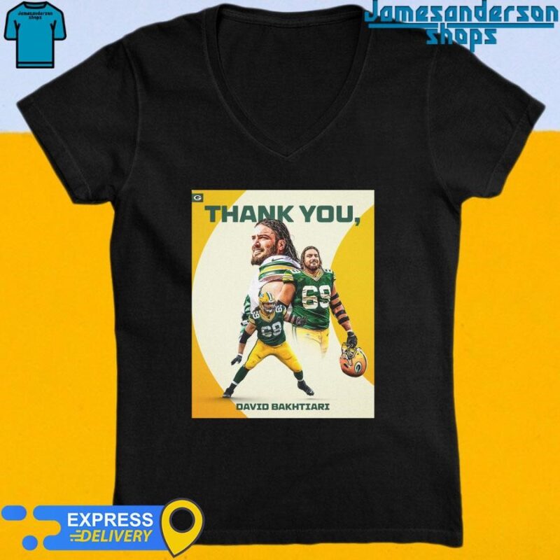 Official Thank You David Bakhtiari 69 Green Bay Packers shirt V-Neck