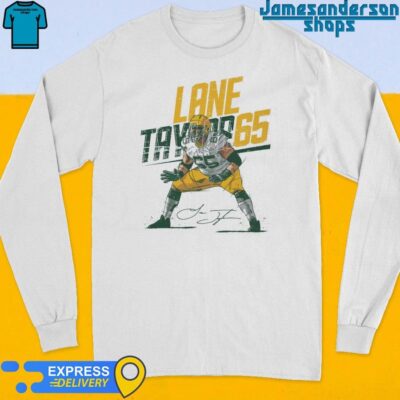 Official Lane Taylor Green Bay Packers Slant Signature Long Sleeve